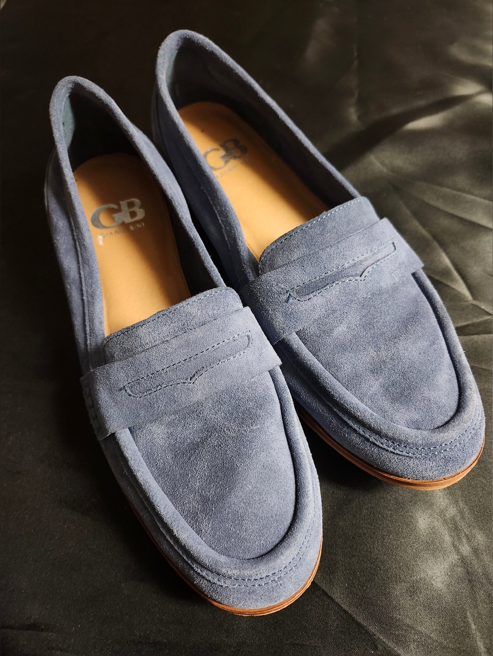 Gianni Bini Blue Suede Penny Loafers